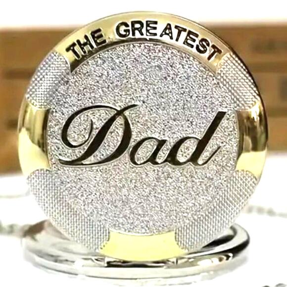 Greatest Dad Pocket Watch Gold Sliver Fathers Day Christmas Anniversary Birthday - Picture 5 of 6
